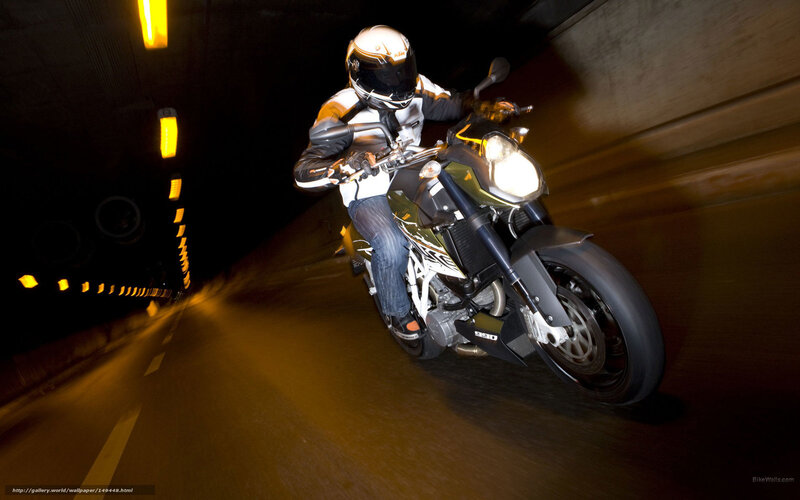 Motorcyclist in Tunnel — Black, Dramatic, Night, Photograph