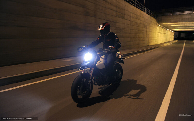 Motorcyclist in Tunnel — Black, Dramatic, Night
