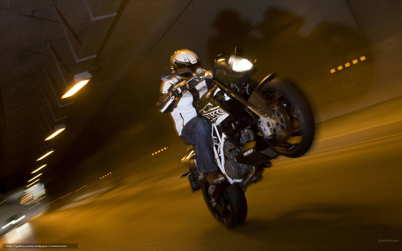 Motorcyclist in Tunnel — Black, Dynamic, Night, Photograph