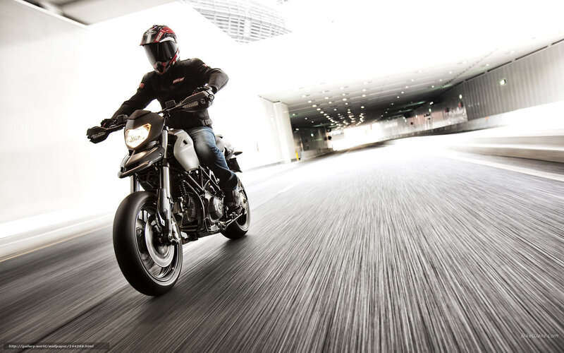 Motorcyclist in Tunnel — Black, Dynamic, Photograph, Helmet, Motorcycle