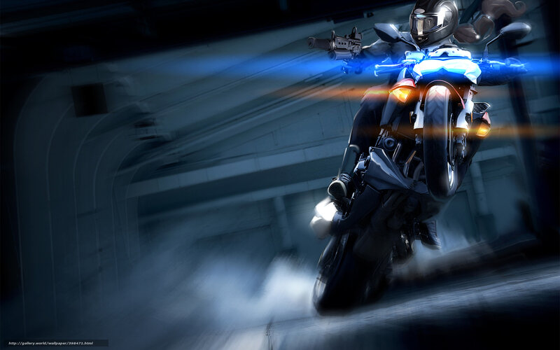 Motorcyclist in Tunnel — Blue