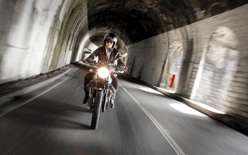 Motorcyclist in Tunnel — Gray