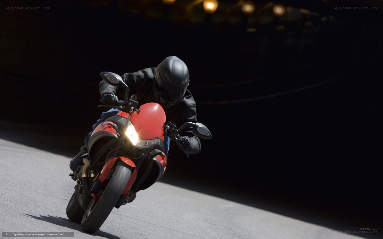 Motorcyclist in tunnel