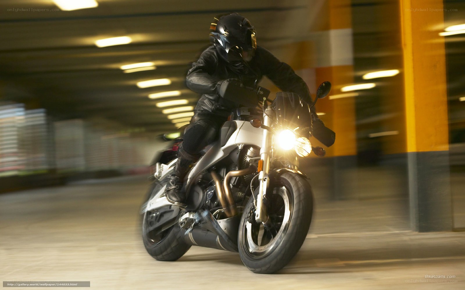 Motorcyclist in underground parking
