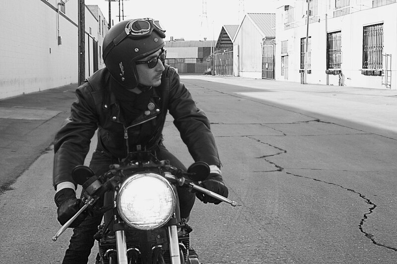 motorcyclist in urban alley