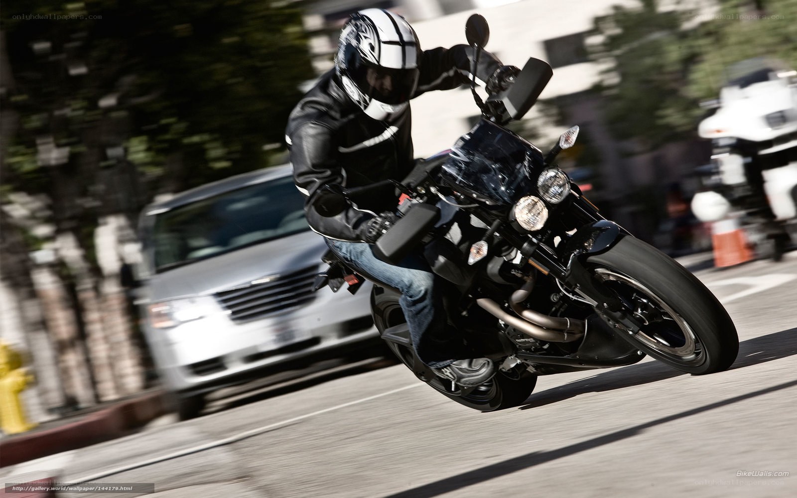 Motorcyclist in urban environment