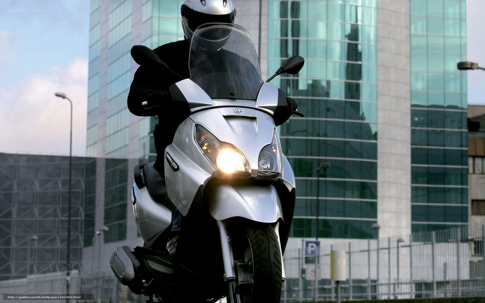 Motorcyclist in urban setting