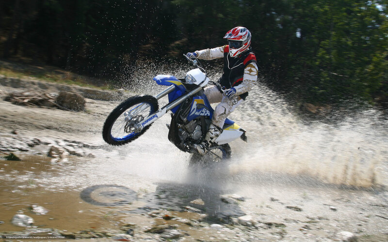 Motorcyclist in Water — Blue