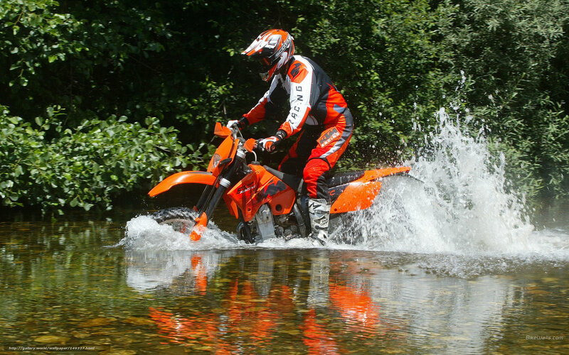Motorcyclist in Water — Orange