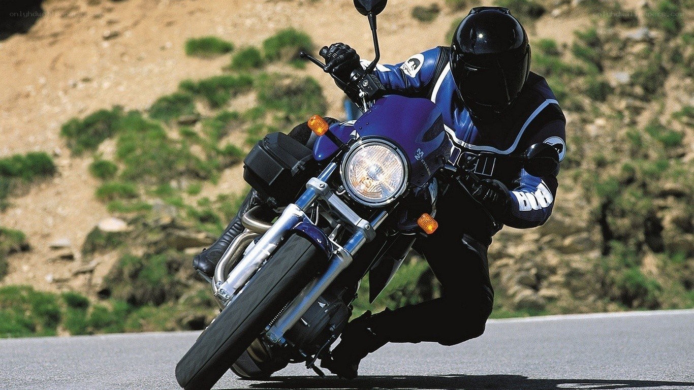 motorcyclist leaning into turn