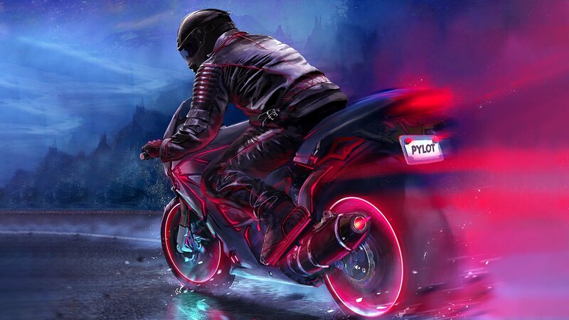 Motorcyclist on a Bike — Blue