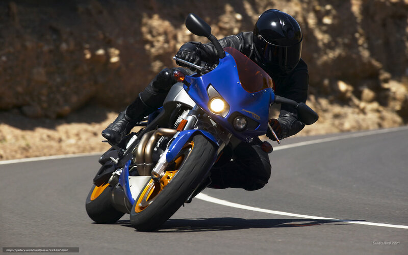 Motorcyclist on a blue sportbike