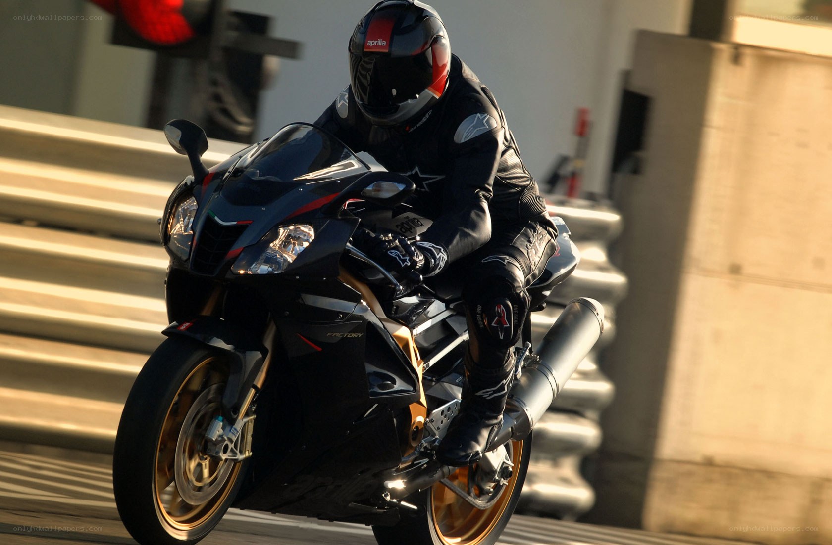 Motorcyclist on a racetrack