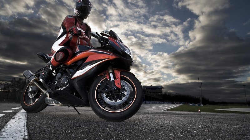 Motorcyclist on a racetrack