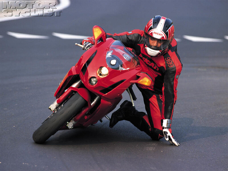 Motorcyclist on a red bike