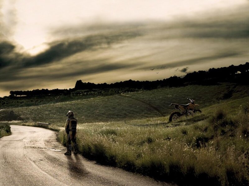 Motorcyclist on a rural road