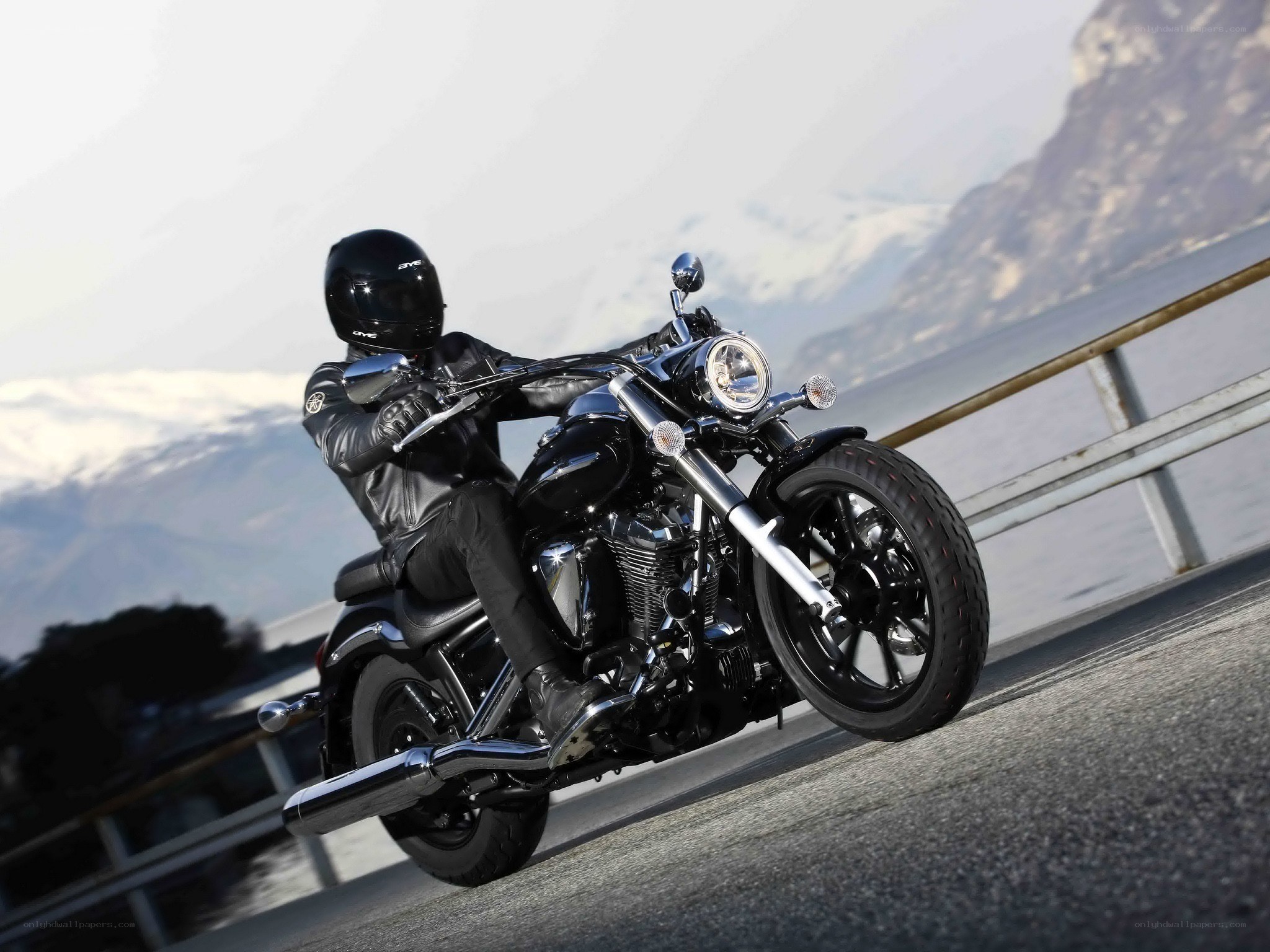 Motorcyclist on a scenic road