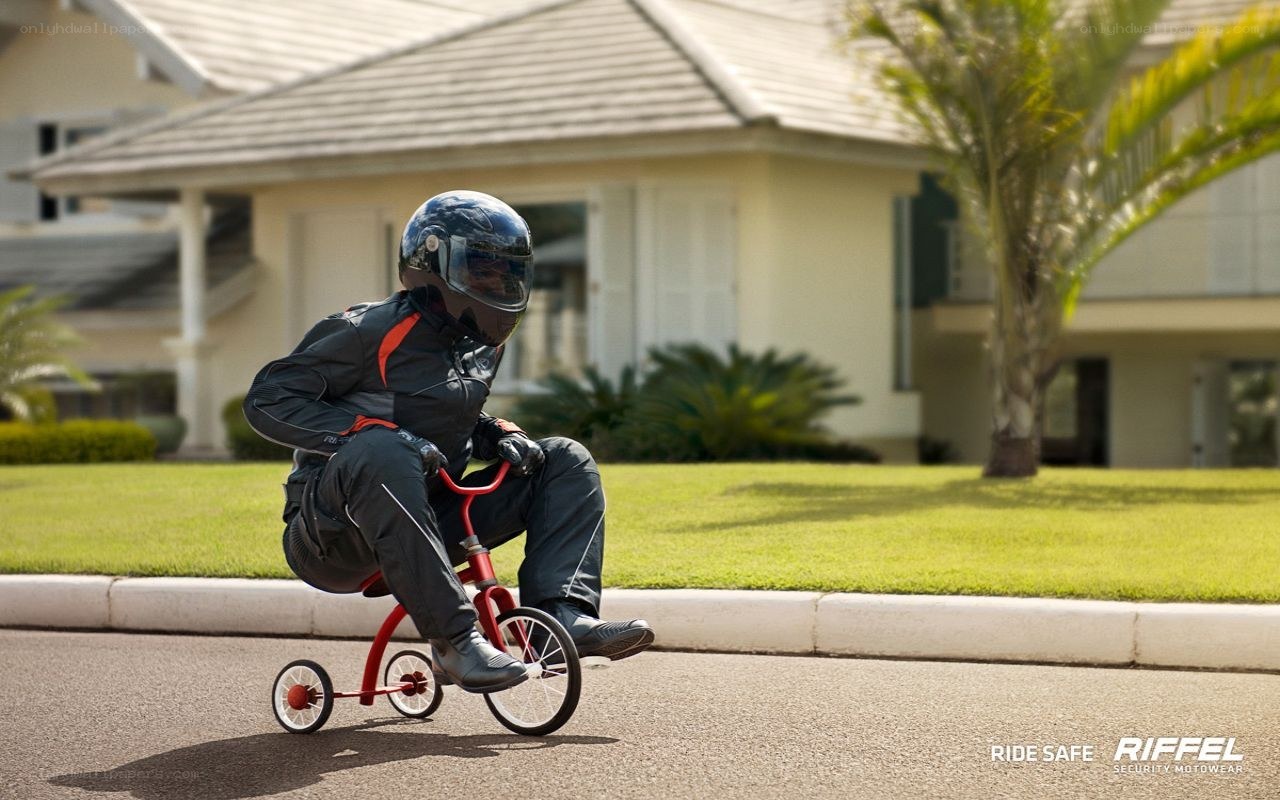 Motorcyclist on a tricycle