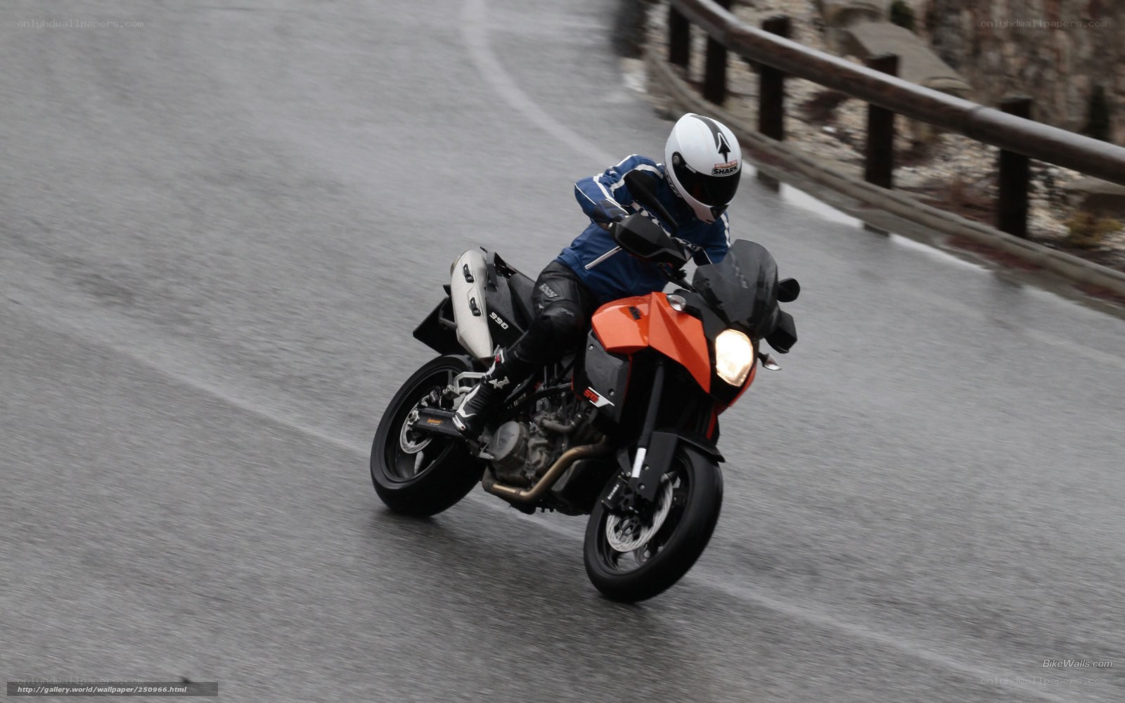 Motorcyclist on a wet road