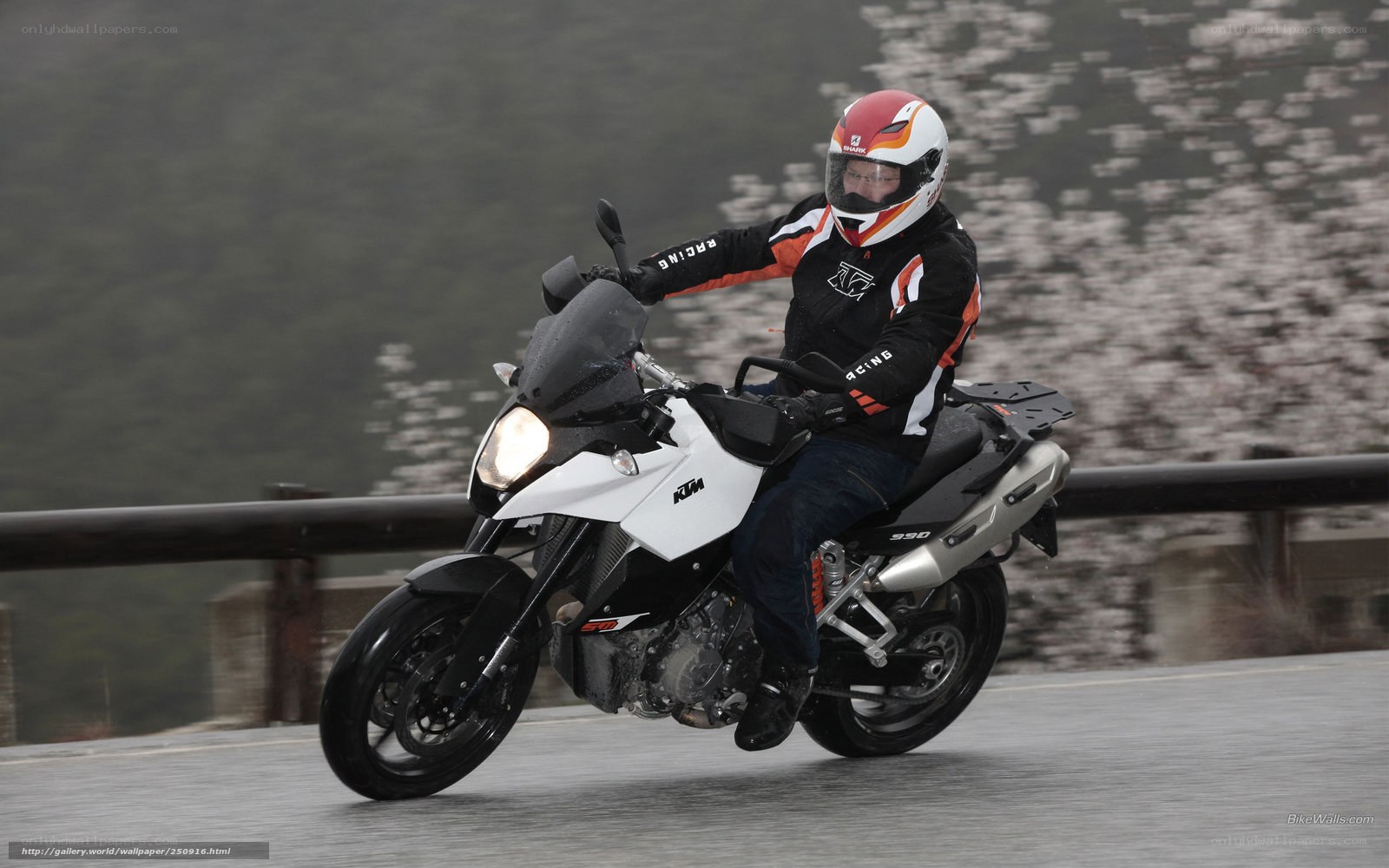 motorcyclist on a wet road