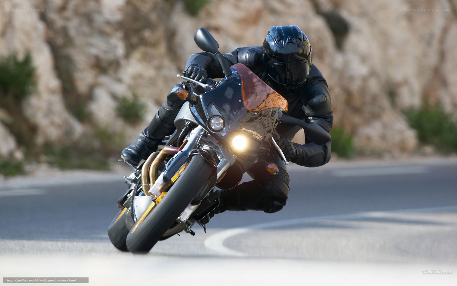 Motorcyclist on a winding road