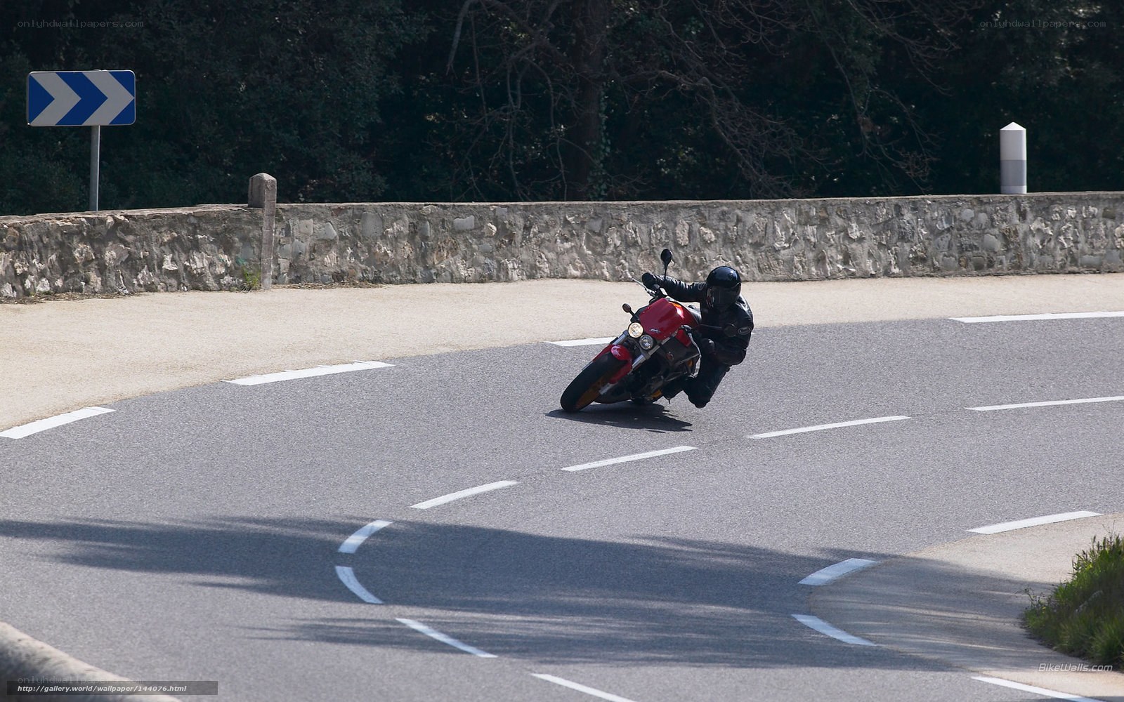 Motorcyclist on a winding road