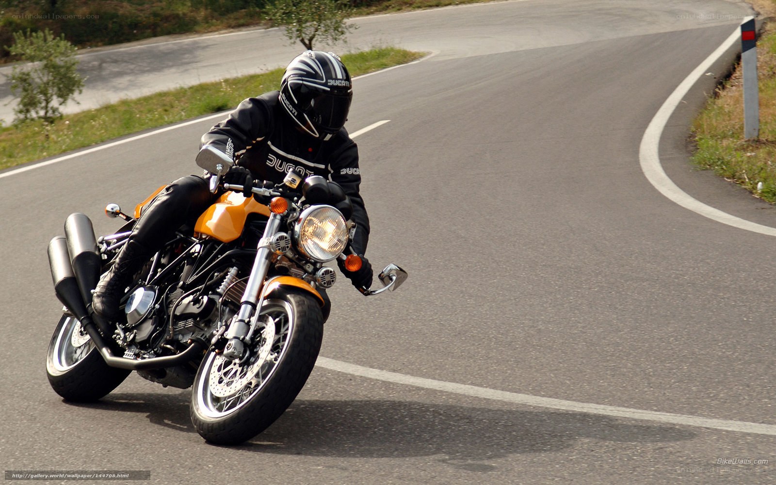 Motorcyclist on a winding road