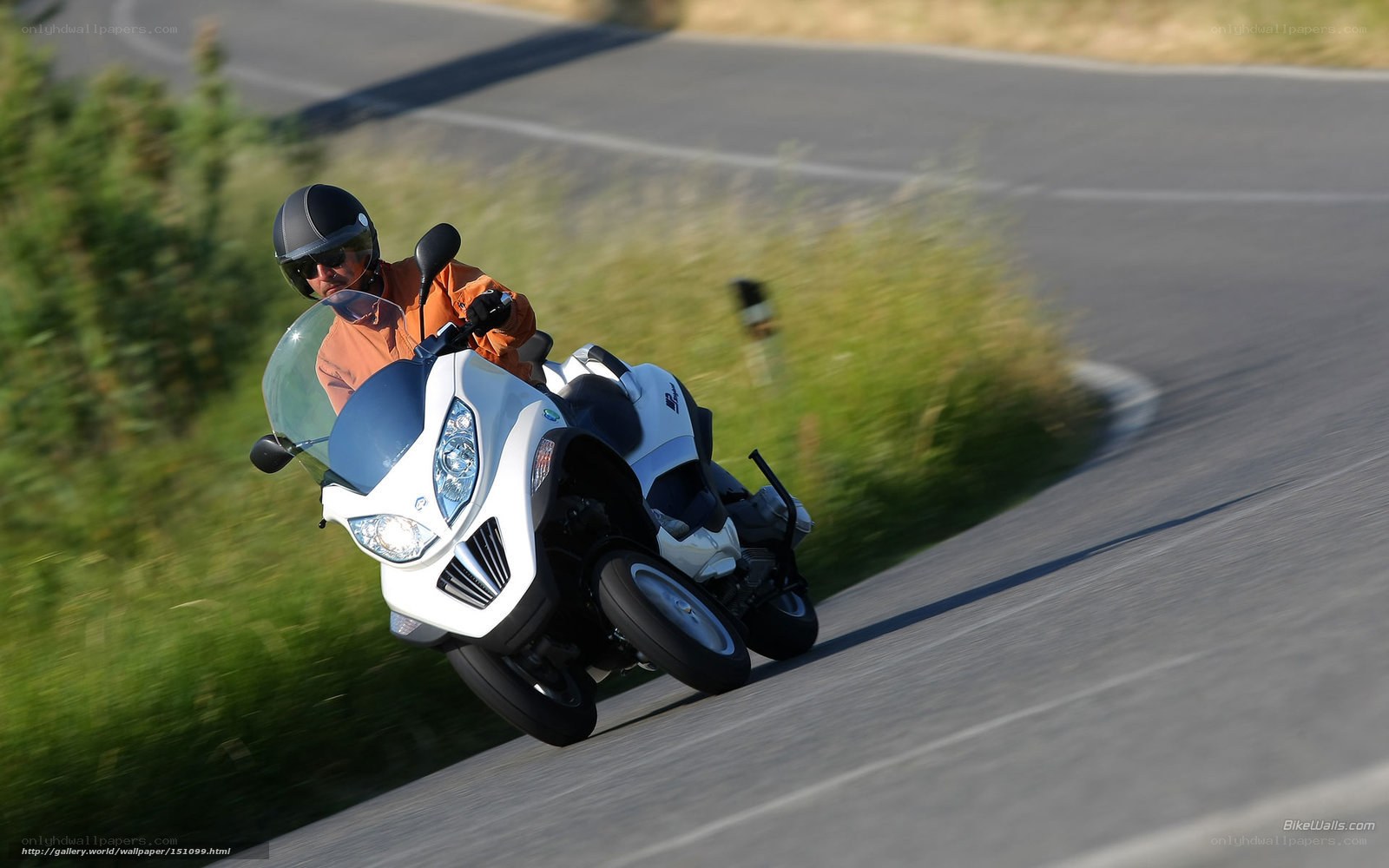 Motorcyclist on a winding road