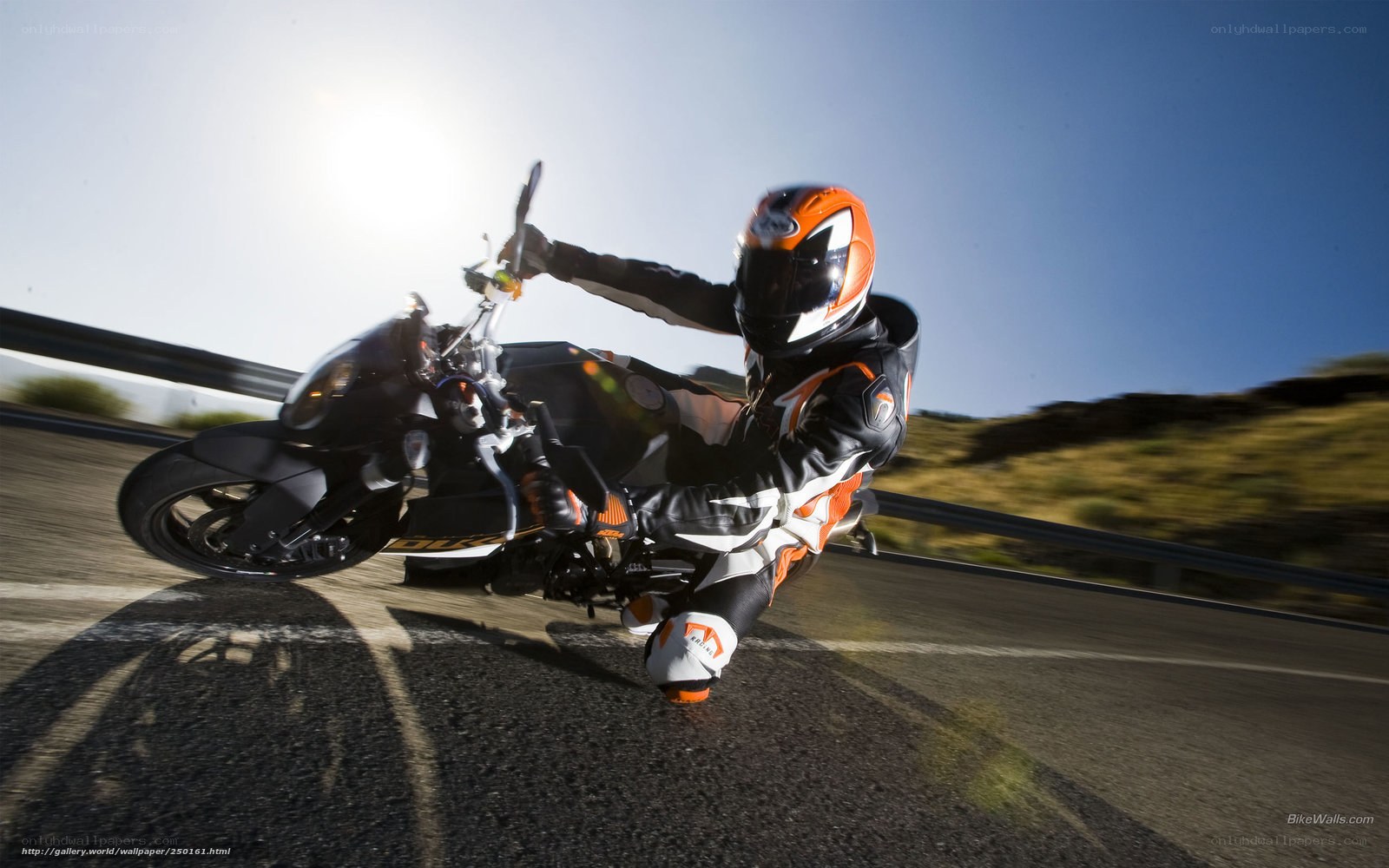 Motorcyclist on a winding road