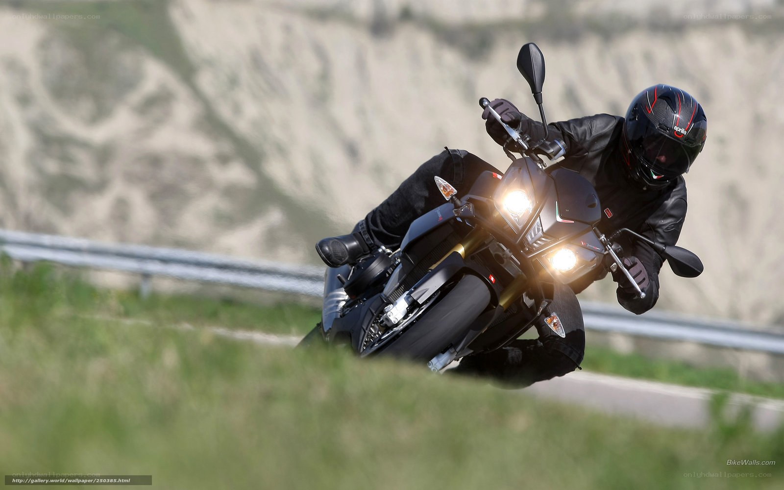 Motorcyclist on a winding road