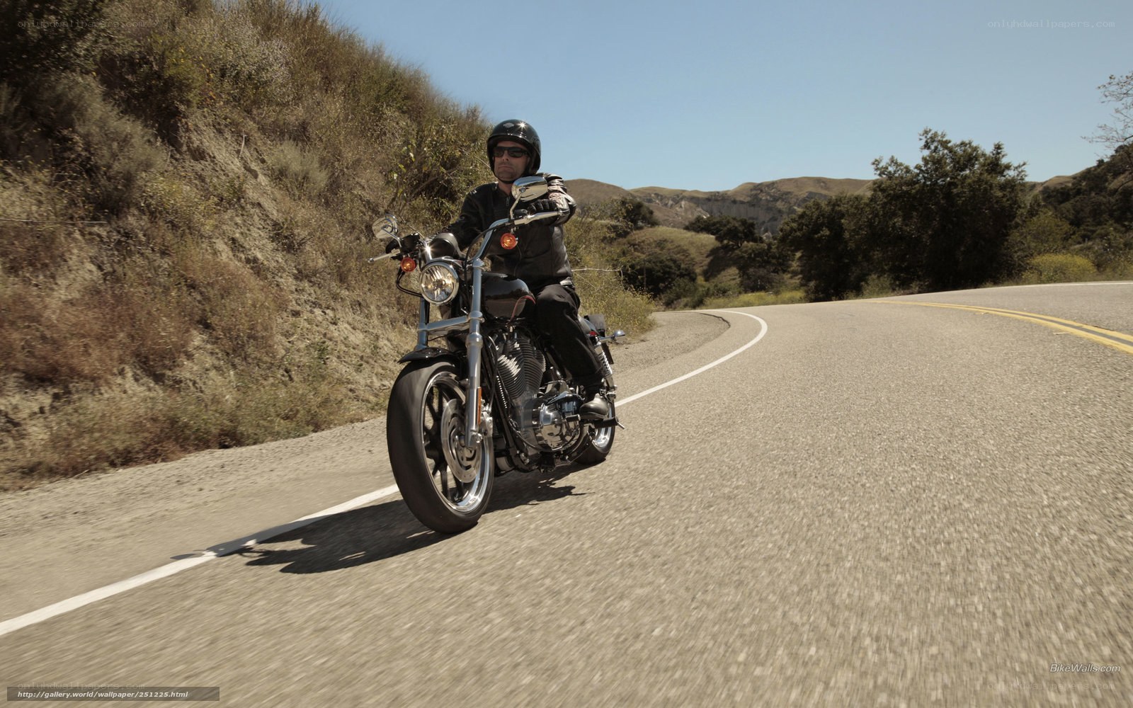 Motorcyclist on a winding road