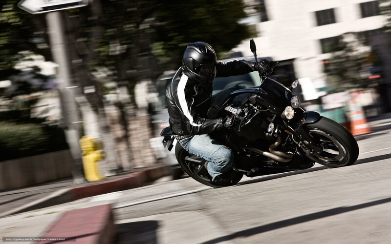 Motorcyclist on Black Bike — Dynamic, Afternoon