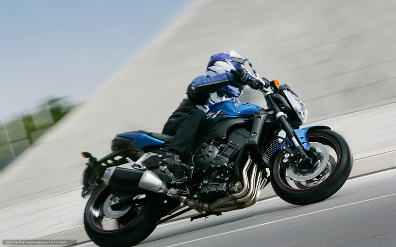 Motorcyclist on Blue Bike — Dynamic, Afternoon, Photograph, Helmet, Road, Sky