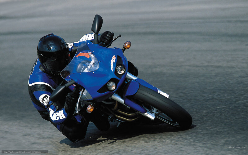 Motorcyclist on Blue Bike — Dynamic, Afternoon, Photograph, Rider, Motorcycle