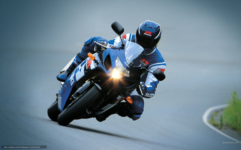 Motorcyclist on Blue Bike — Dynamic, Photograph, Road, Helmet