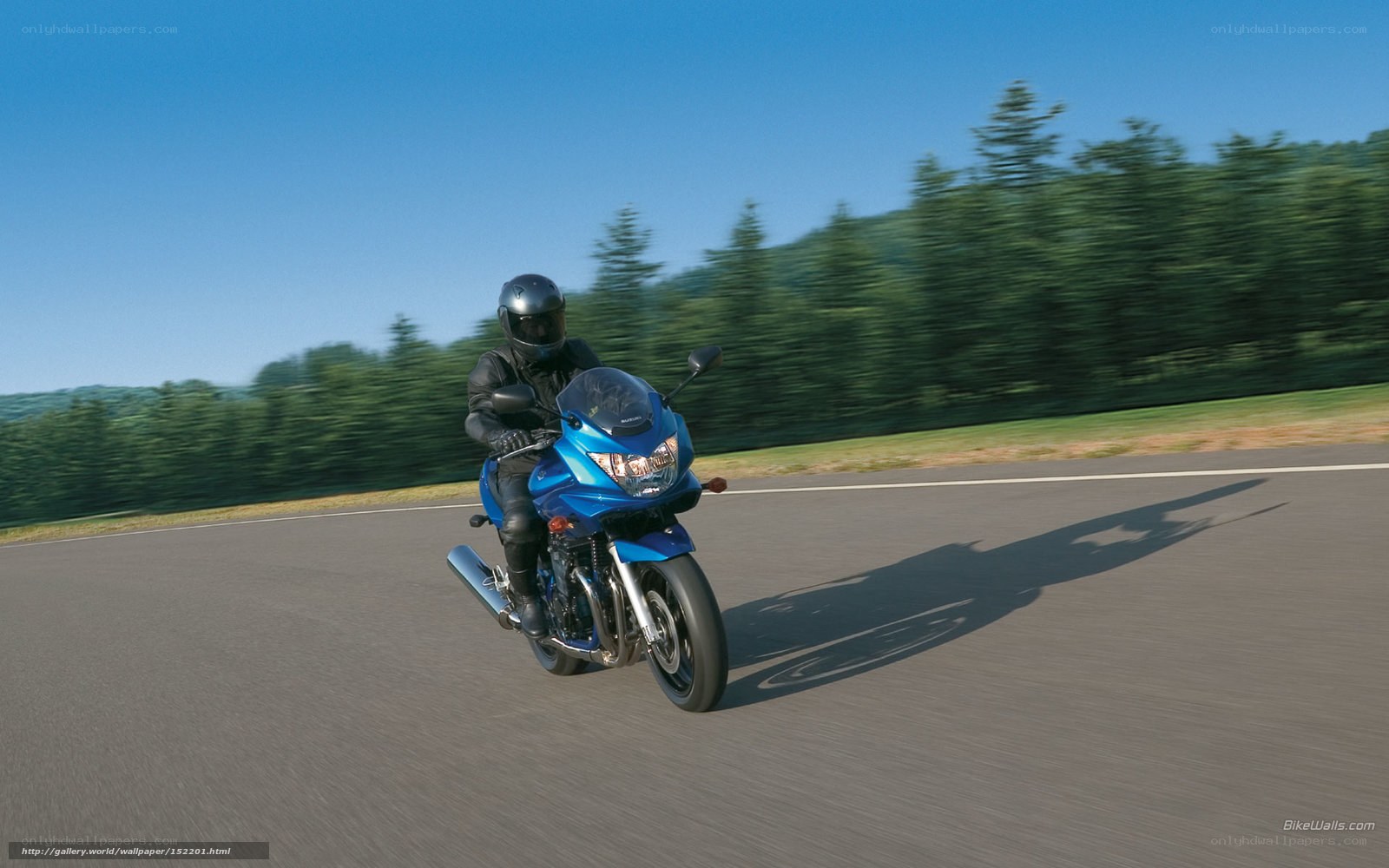 motorcyclist on blue bike