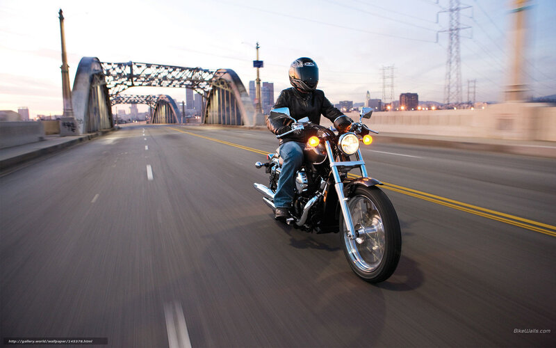 Motorcyclist on Bridge — Gray
