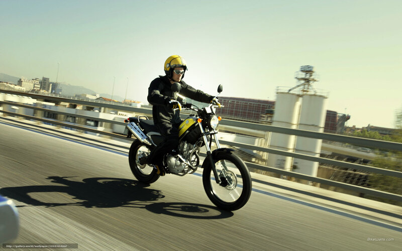 Motorcyclist on Bridge — Yellow