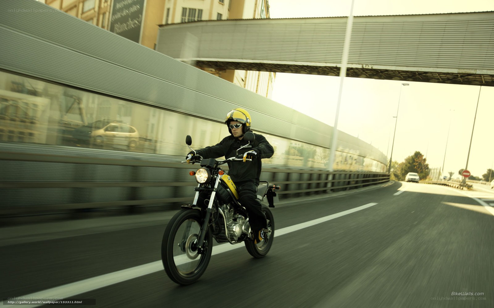 motorcyclist on city highway