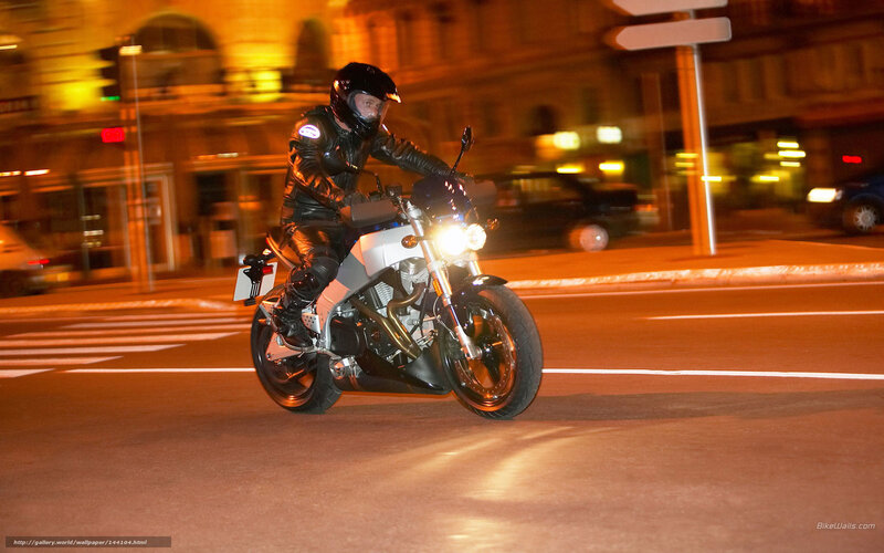 Motorcyclist on City Street — Black, Dynamic, Night