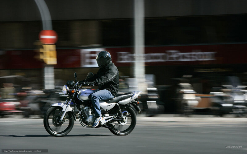 Motorcyclist on City Street — Gray