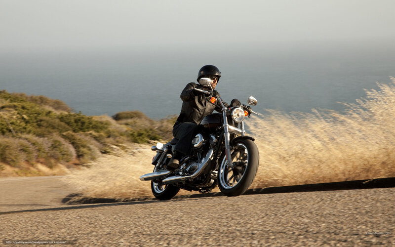 Motorcyclist on Coastal Road — Gray, Serene