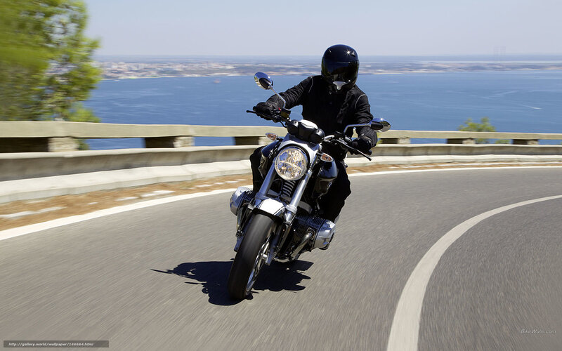 Motorcyclist on Coastal Road — Gray