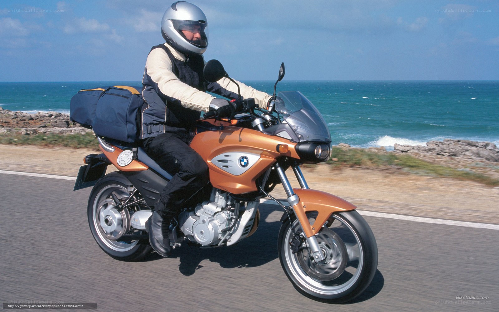 Motorcyclist on coastal road
