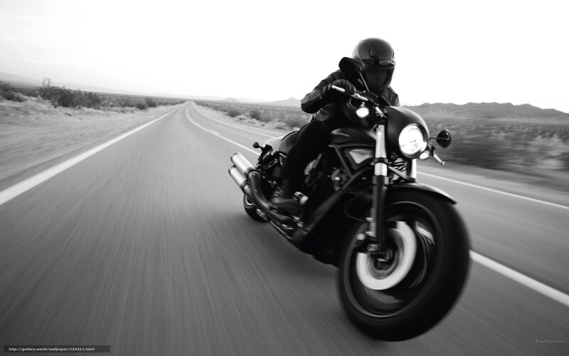 Motorcyclist on Desert Road — Black, Dynamic