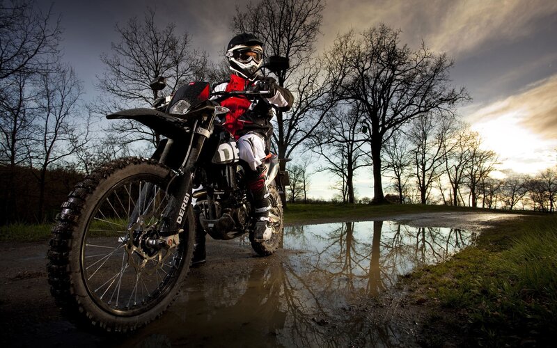 motorcyclist on dirt bike