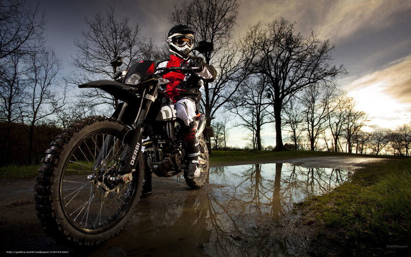 Motorcyclist on Dirt Bike — Black, Dramatic