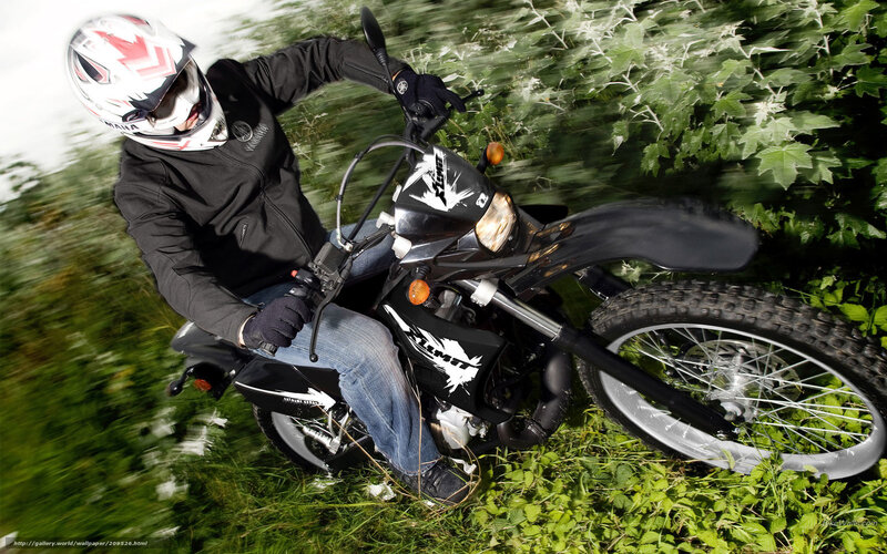 Motorcyclist on Dirt Bike — Black, Dynamic, Afternoon