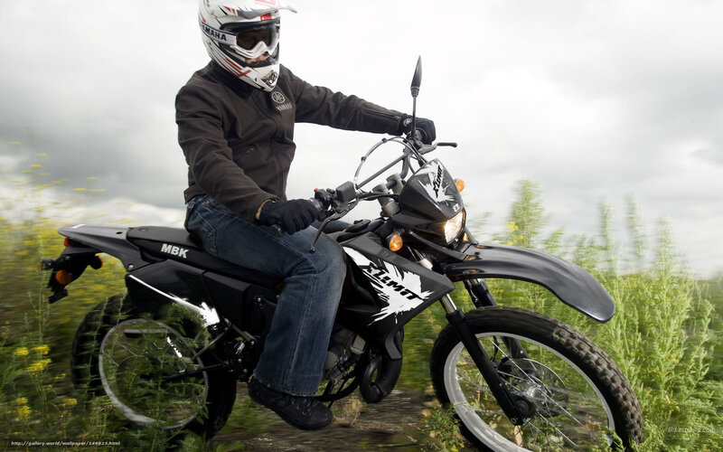Motorcyclist on Dirt Bike — Black, Outdoor