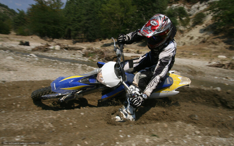 Motorcyclist on Dirt Bike — Blue, Action